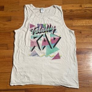White Graphic Tank Top with Retro Design